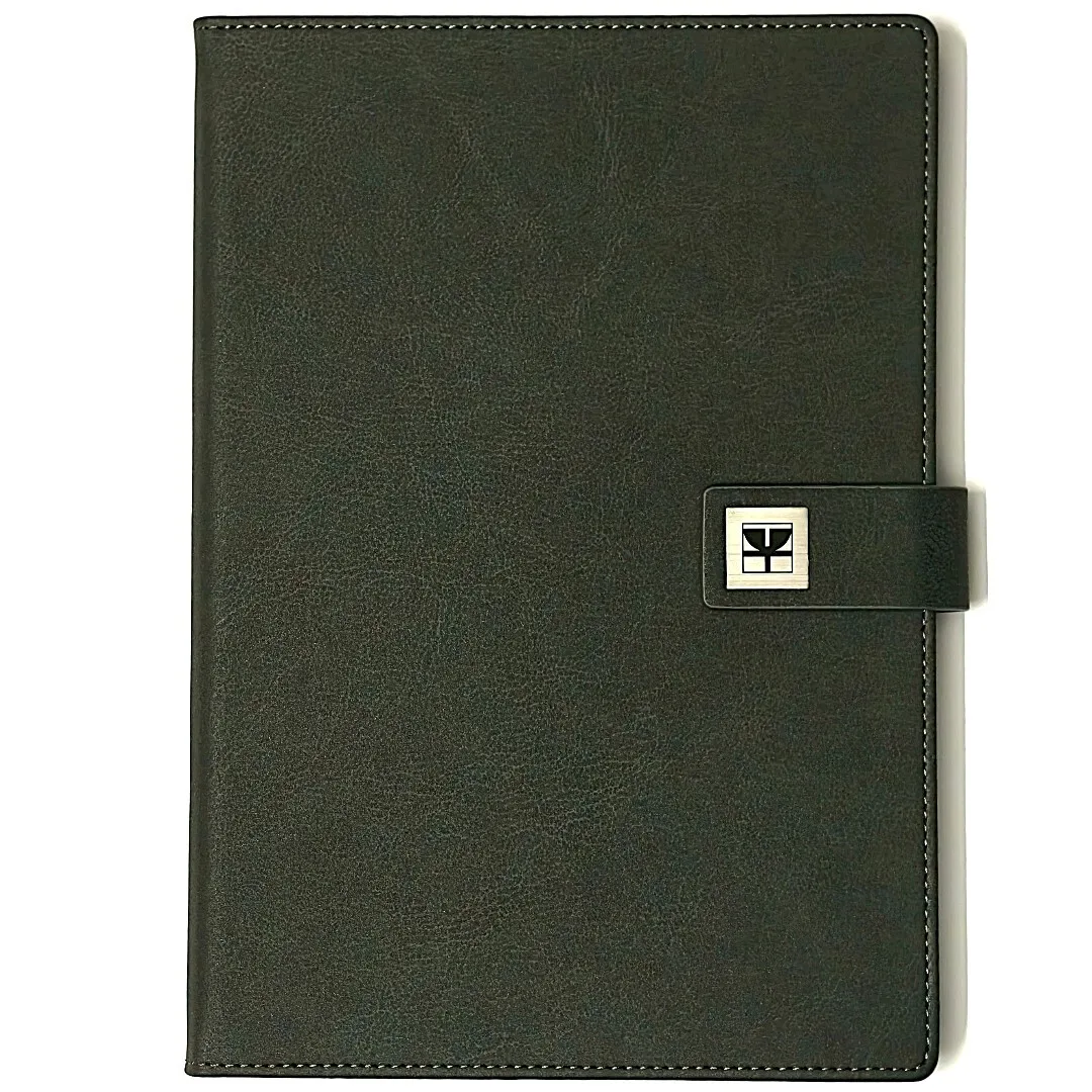 Note à couverture rigide en cuir PU noir suprême avec attachement magnétique 1