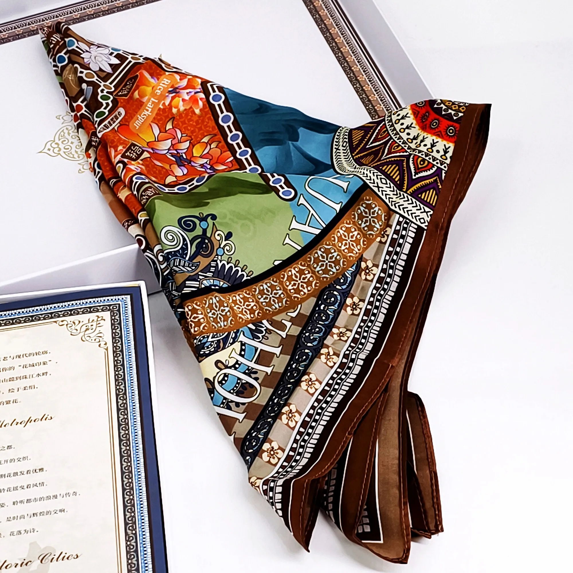 Factory-customized luxury silk scarf printing 1