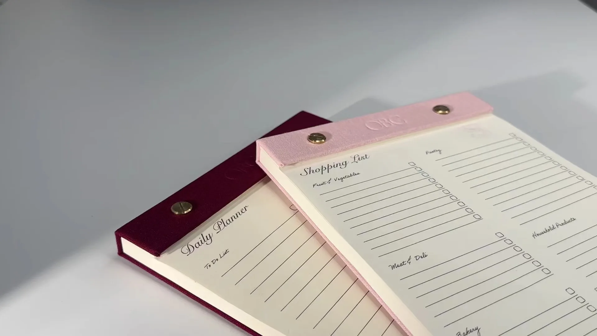 Custom Rivet Binding Linen Planner with Debossing Cover for Diet Plan 1