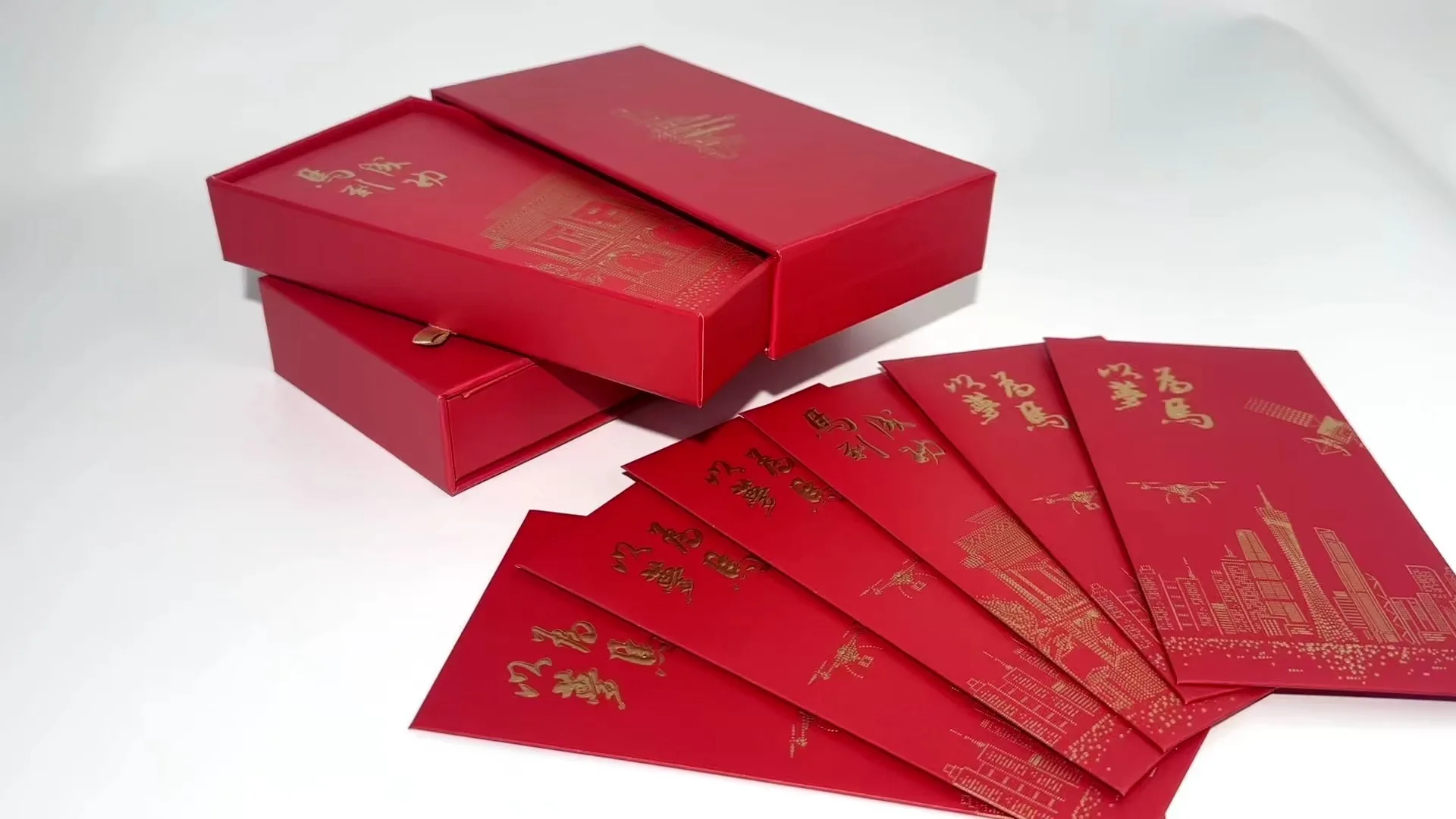 Custom Red Envelope Gift Box with Gold Foil Stamping for Chinese New Year Christmas Wedding Promotion 1