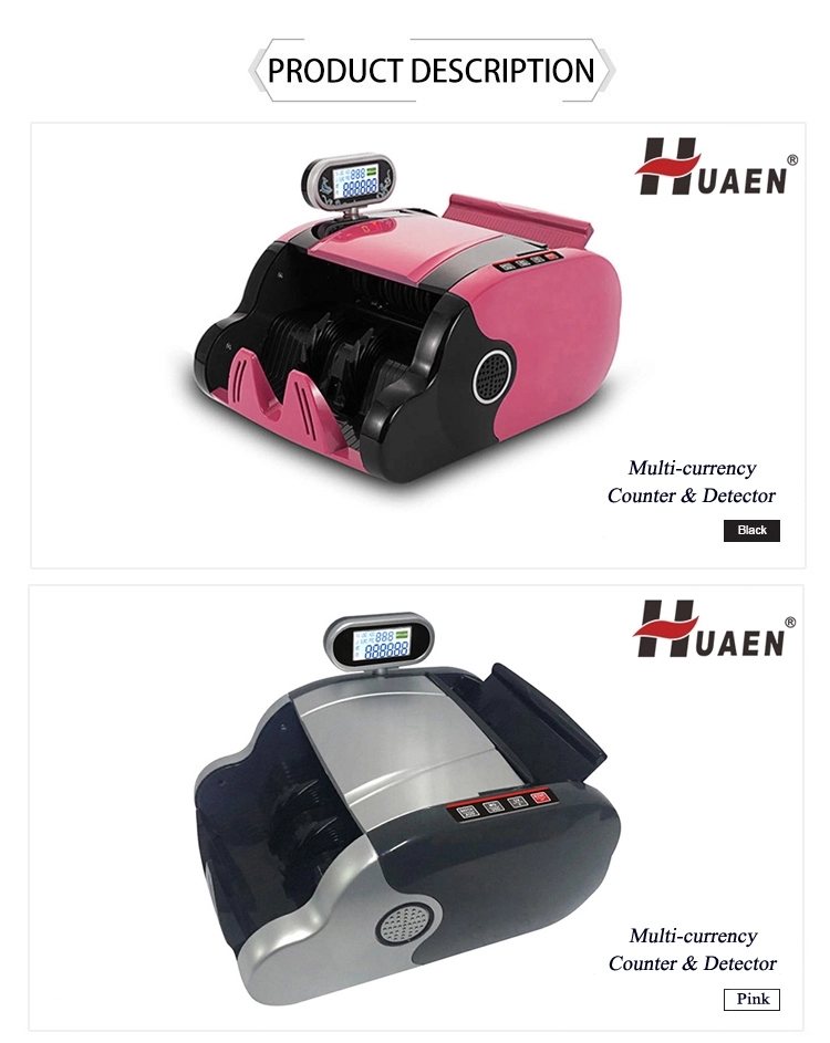 HUAEN - Bill value pink bank counter cash counting machine Multi-currency Counter & Detector 4