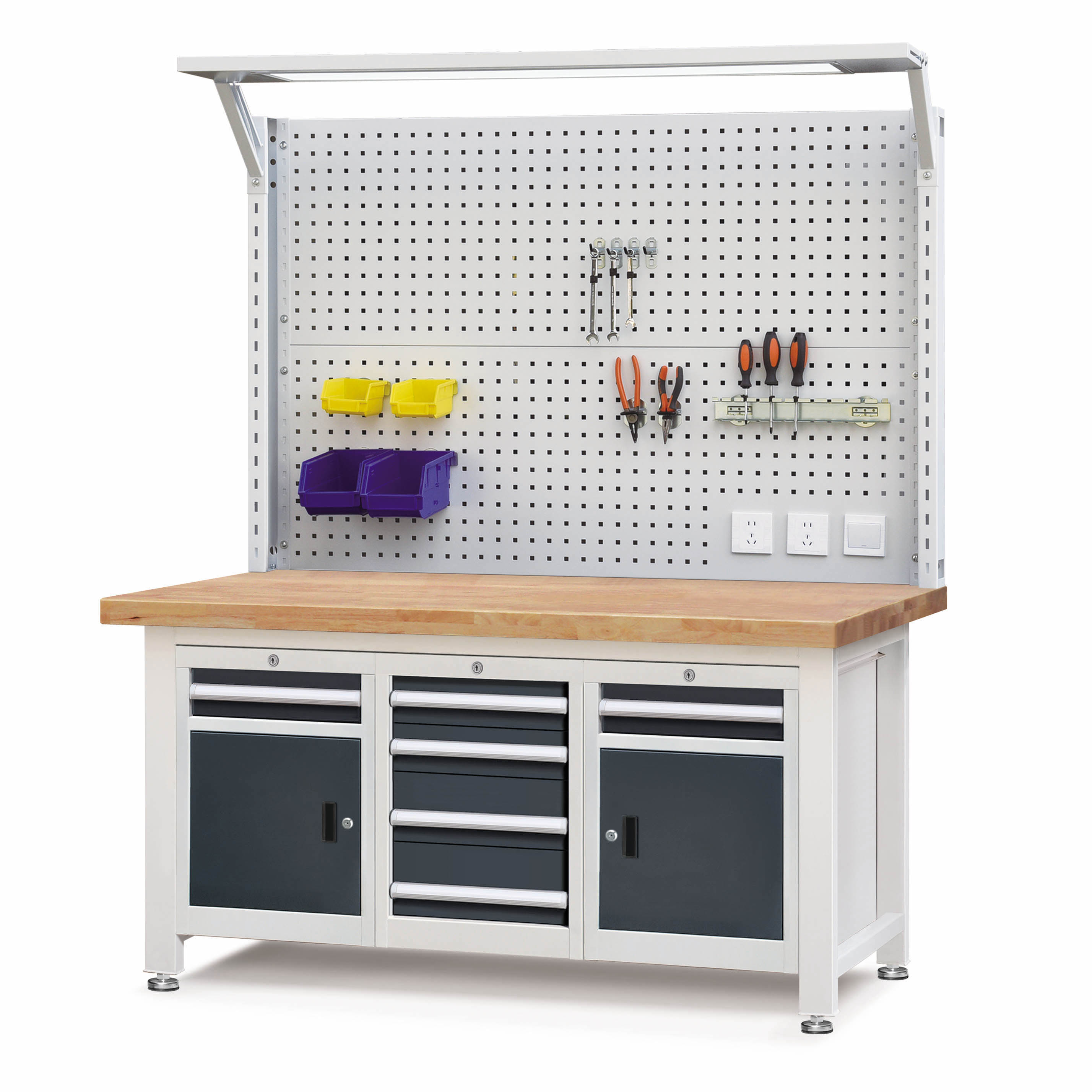 E221042-18 Durable and space-saving multi drawers multiple storage methods modular workbench for garage 13