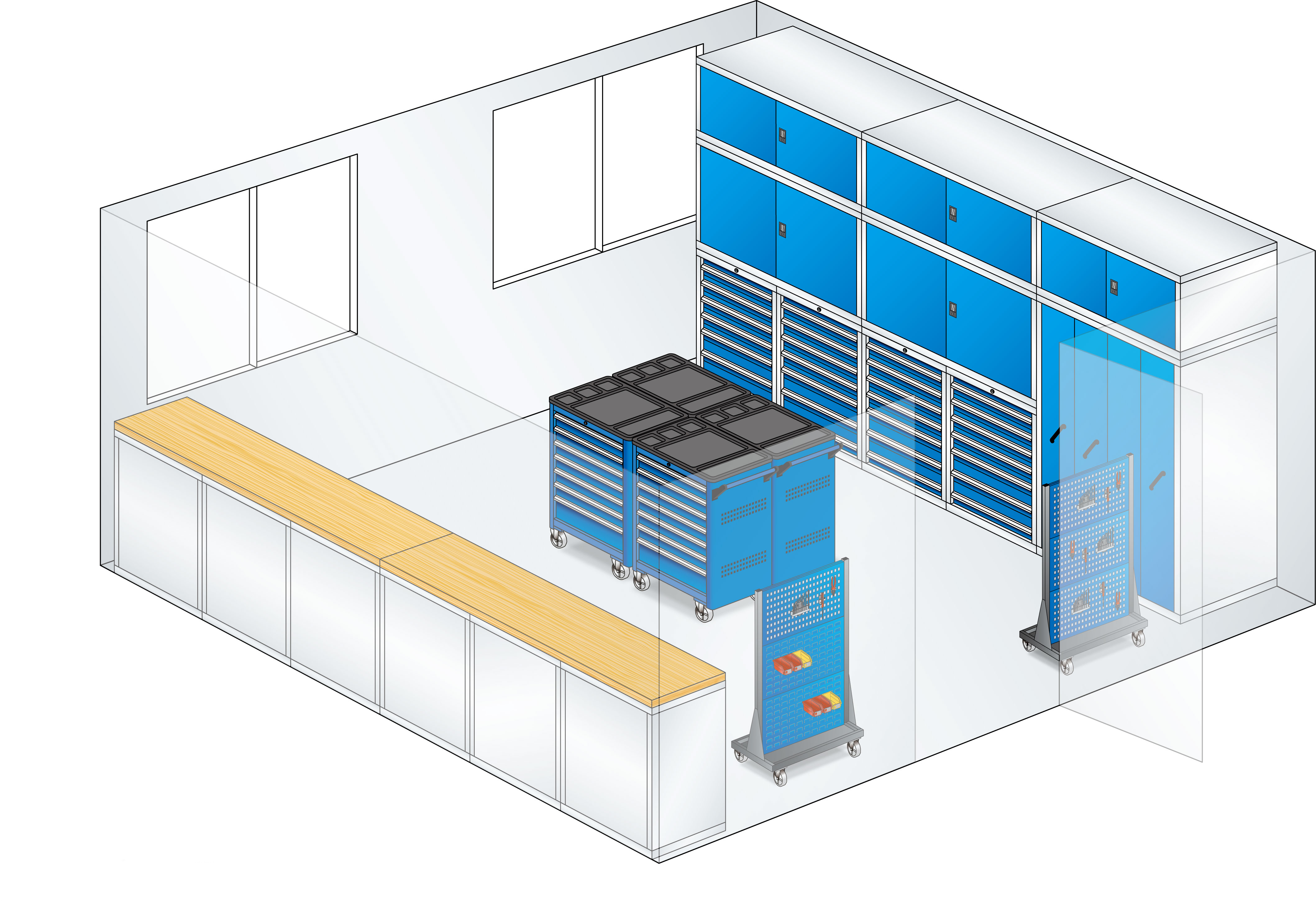 E100853-11B-W metal cabinet with drawers High strength   high  load  capacity   11  drawers   tool cabinet 14