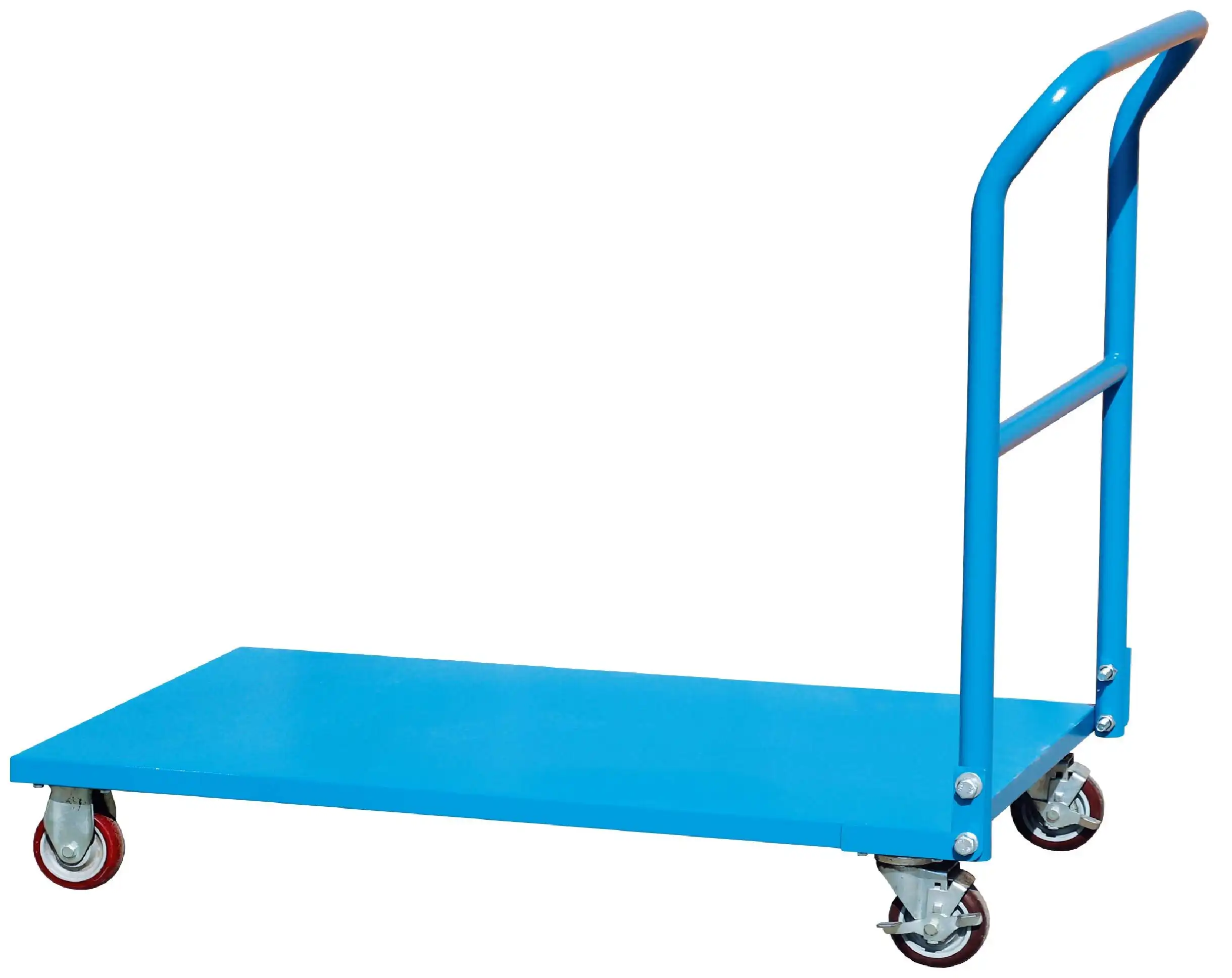 E312026 Bakal na Flatbed Handcart Blue Powder Coated Finishes Metal Steel Tool Cart na may Mga Gulong 1