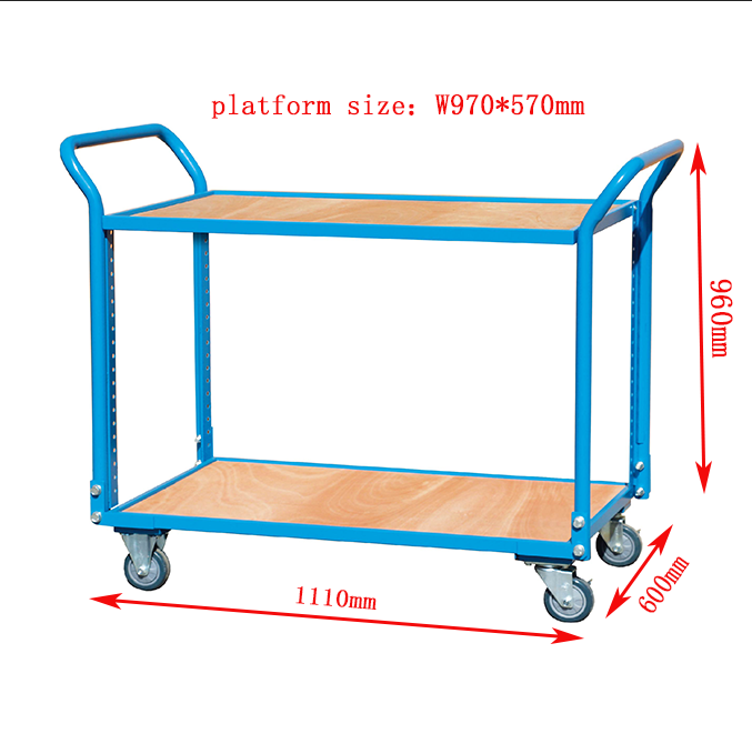 E312028  metal  steel  tool  cart&trolley  portable   2-layers   handcart   with  4  inch  wheel 7