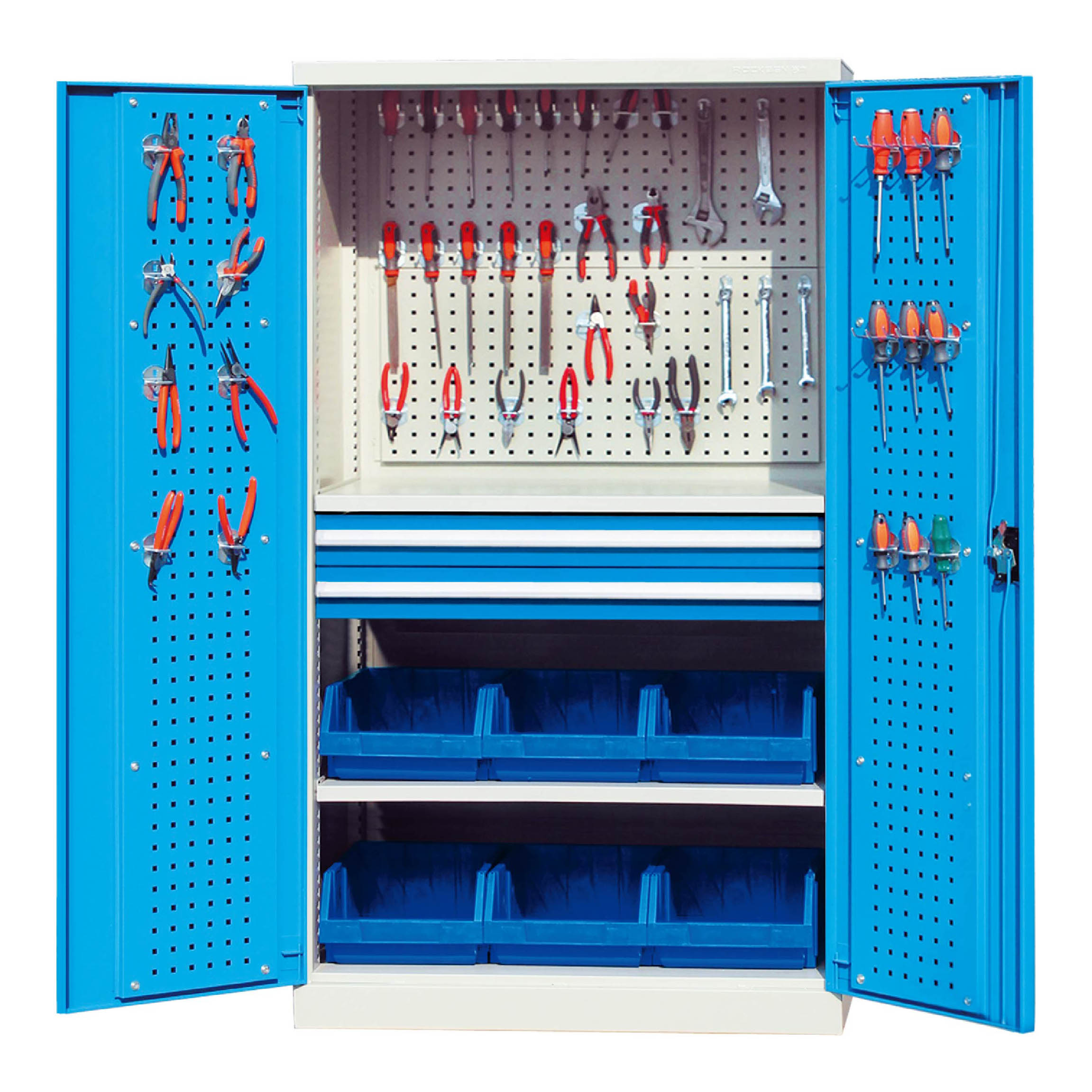 E136045-H180G Double Door Garage Storage Workshop Use Heavy Duty Shelf Drawer Cabinets 14