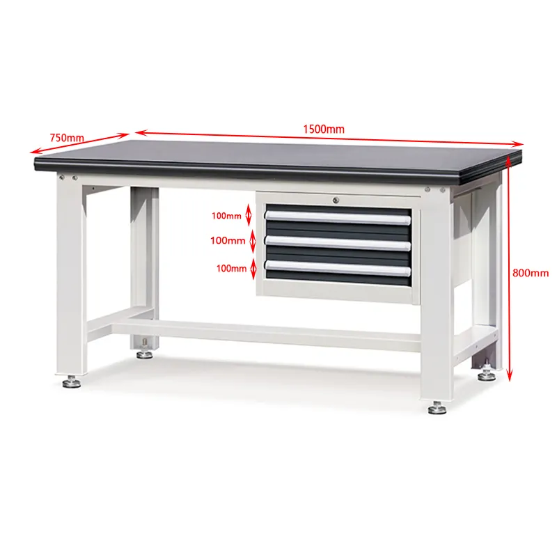 Customizable Steel Workbench with 3 Drawers - Sturdy & Durable 2
