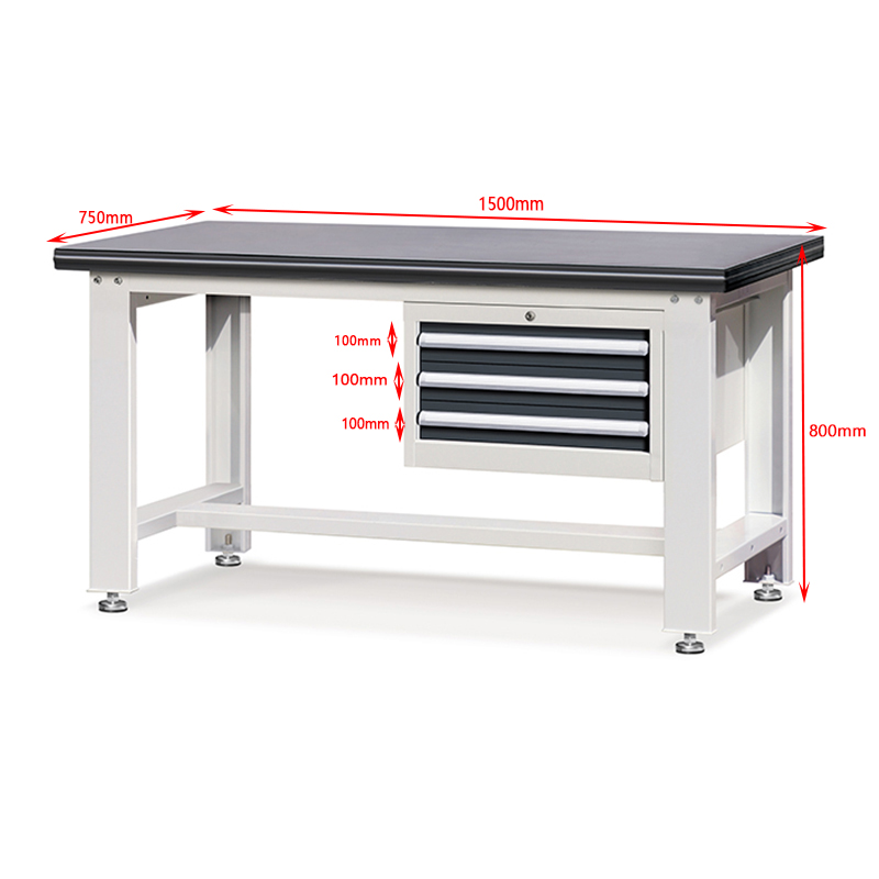 Customizable Steel Workbench with 3 Drawers - Sturdy & Durable 8
