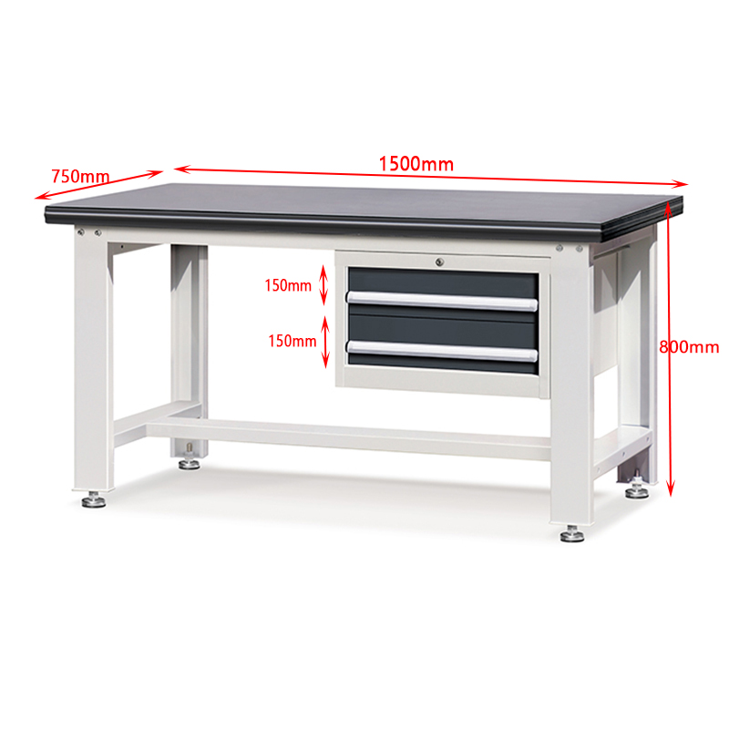 Heavy-Duty Mobile Tool Workbench with Adjustable Height and 2 Drawers 8