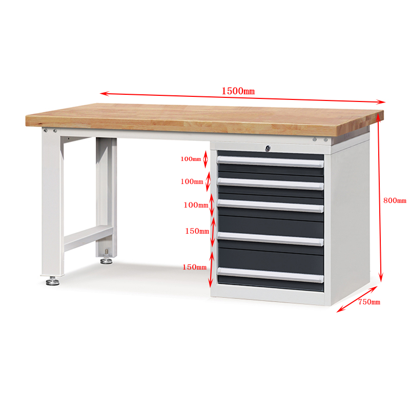 Industrial Workbench with 5 Drawers, 1000kg Capacity 9