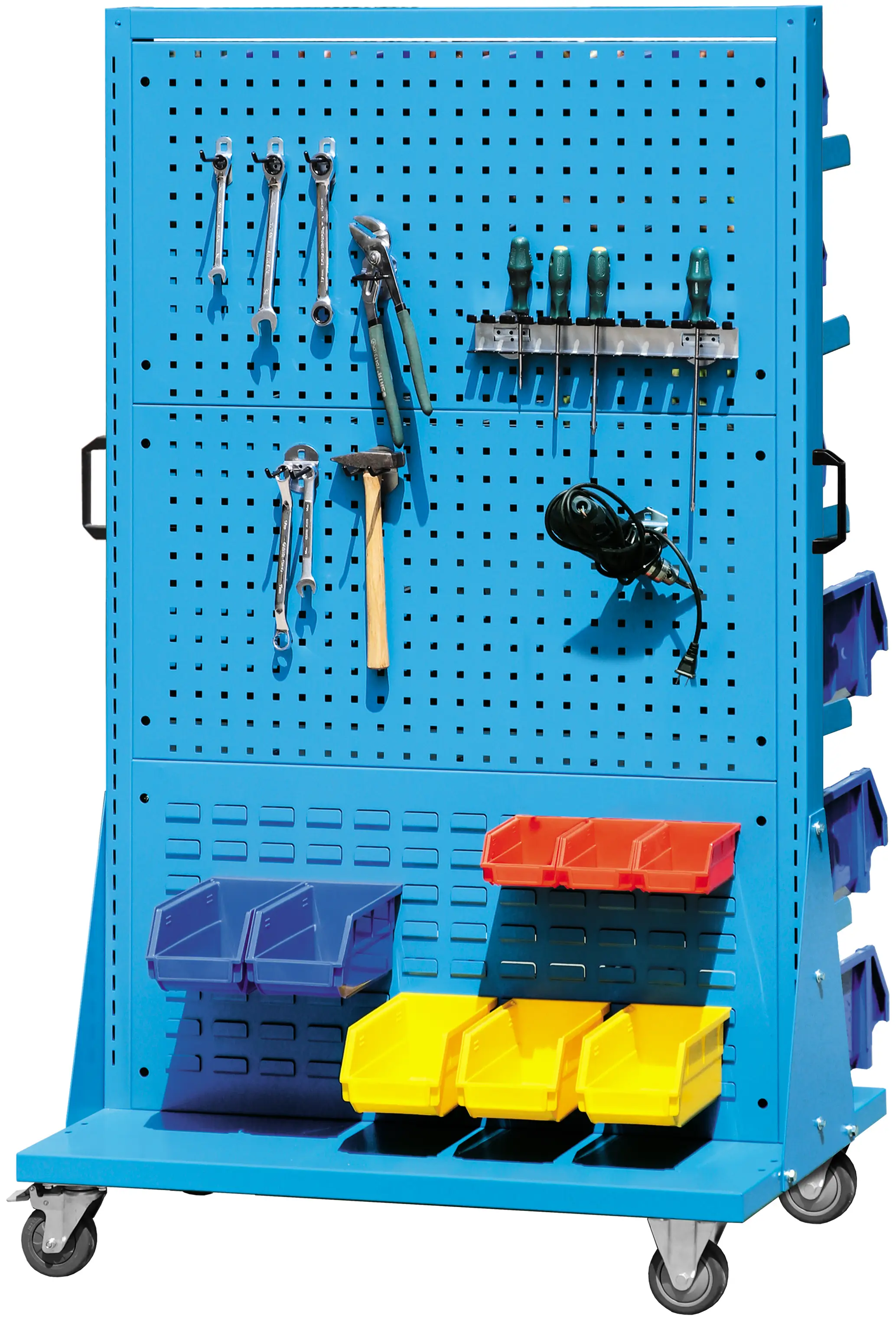 Kalidad e311122 mobile pegboard racks light duty multifunctional portable material racks na may mga gulong 1