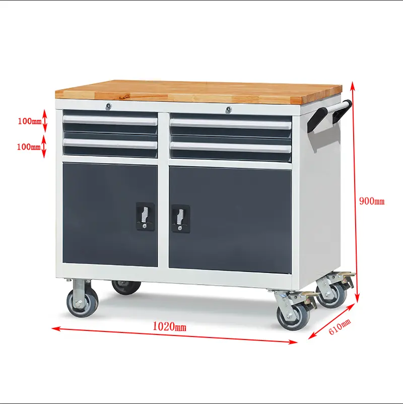 Heavy-Duty Rolling Tool Cart with 4 Drawers and Silent Casters 2
