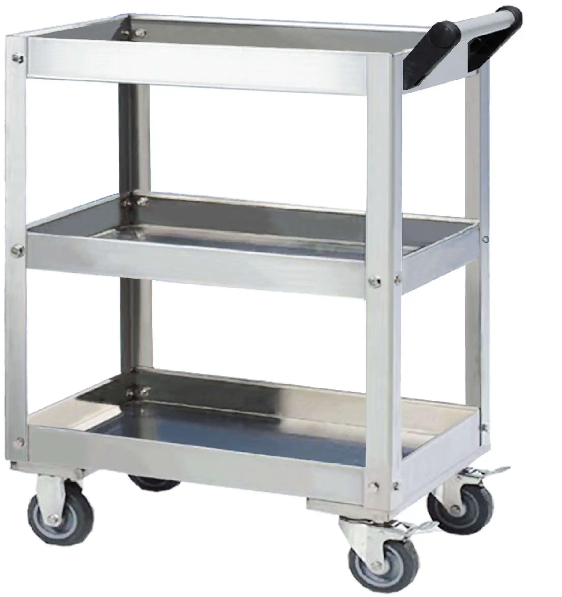 Rockben-Three-tier rack light stainless steel restaurant tool box roller trolley na may mga tool na apat na gulong mobile cabinet tool cart at troli 1