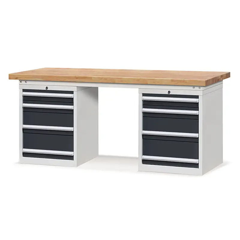 Na-customize na E210233-12 4-drawer floor cabinet solidong tool ng panel ng kahoy na workbench tagagawa mula sa China | Rockben 1