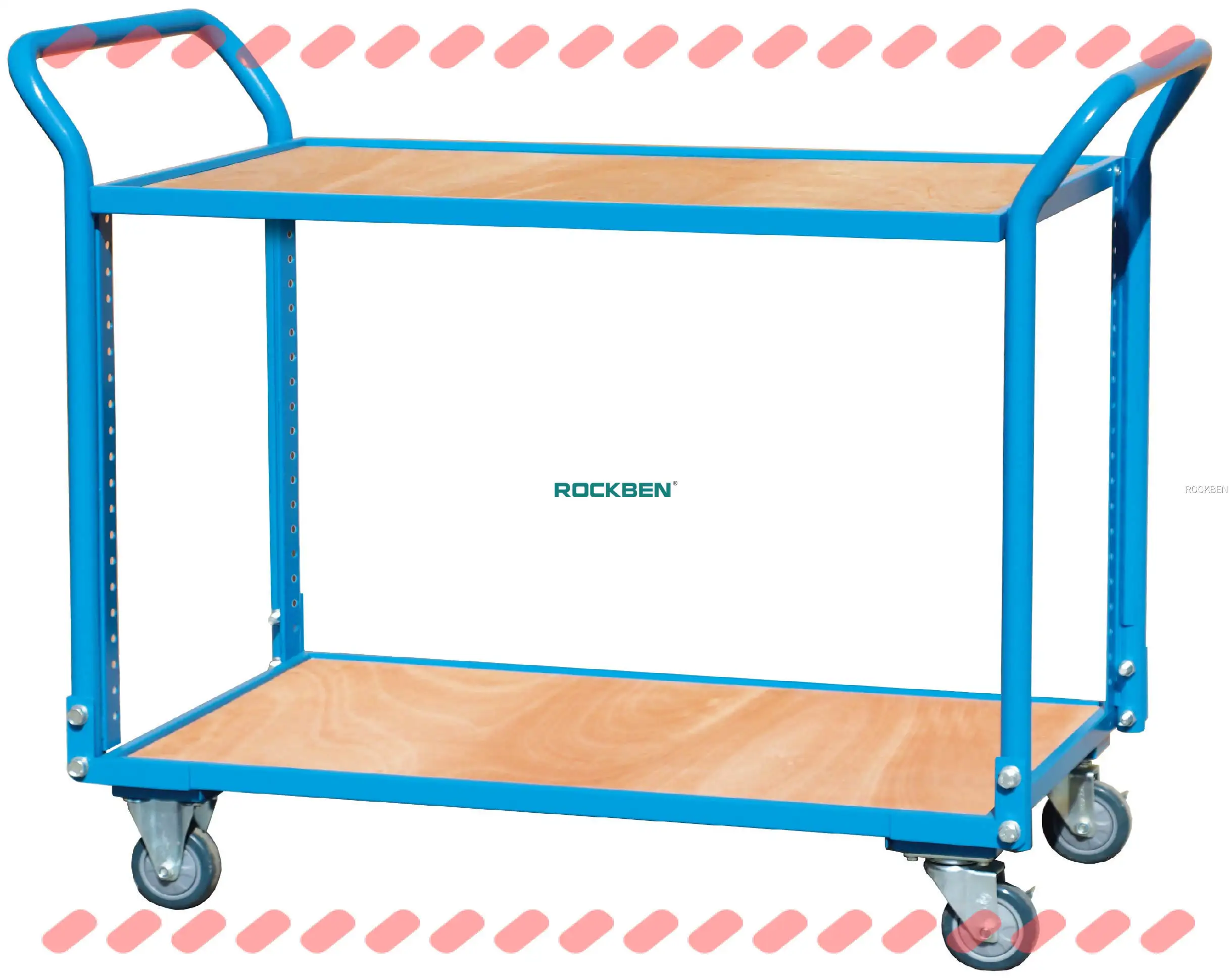 200kg Capacity 2-Layer Platform Handcart with Silent Casters 1