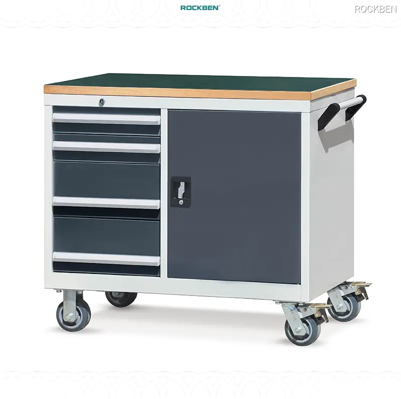 Heavy Duty Tool Trolley: 4 Drawers, Single Door, Push Handle, 5-inch Casters 1