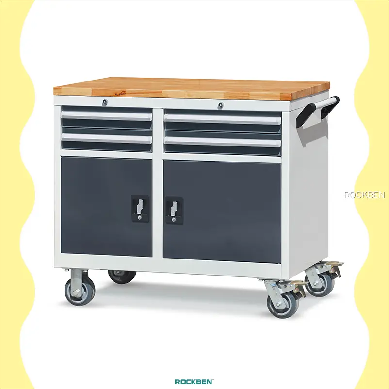 Industrial Heavy-Duty Tool Trolley with 4 Drawers and Double Door 1