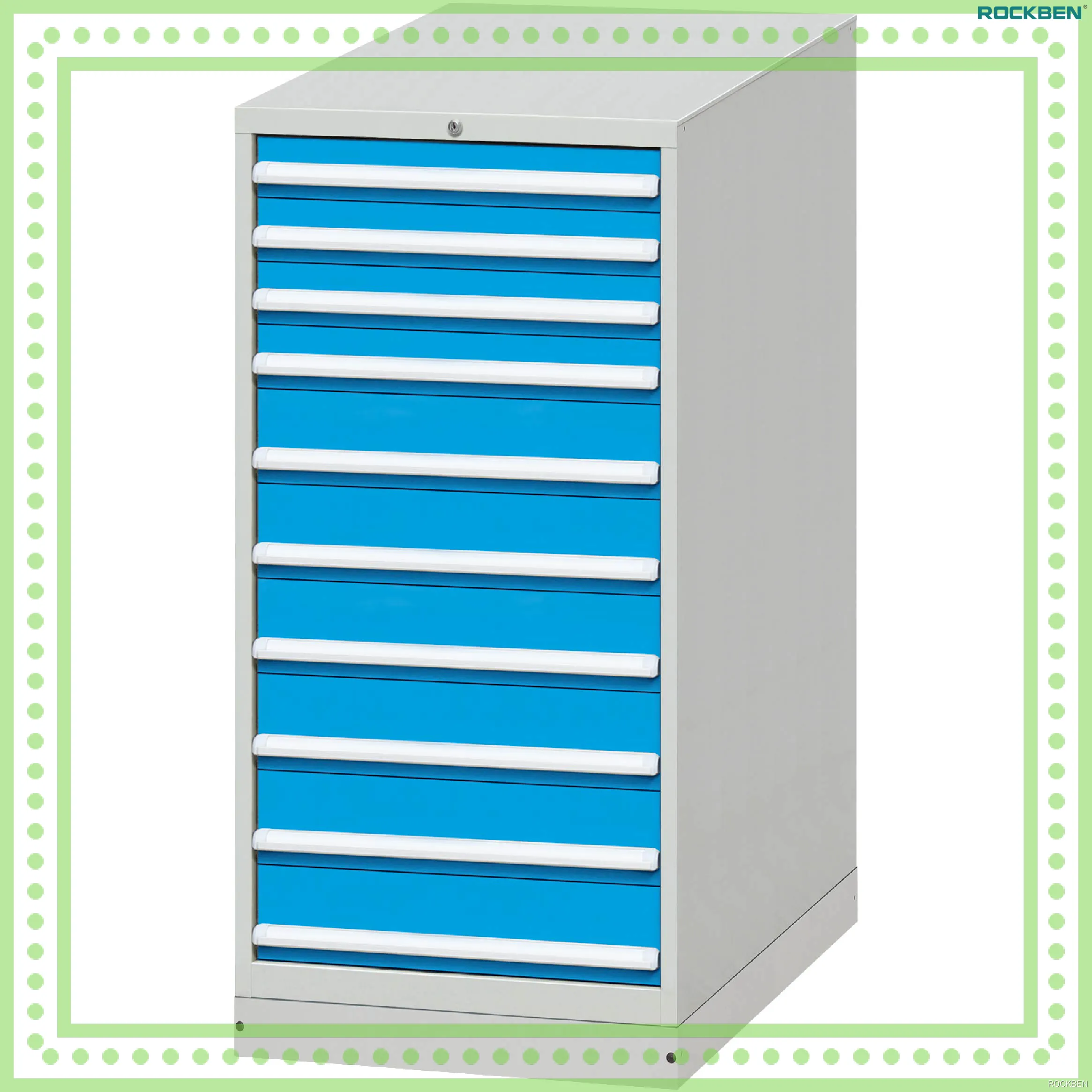10-Drawer Steel Tool Cabinet | Solid Structure, Single Lock, Safety Buckle | Yanben Industrial 1