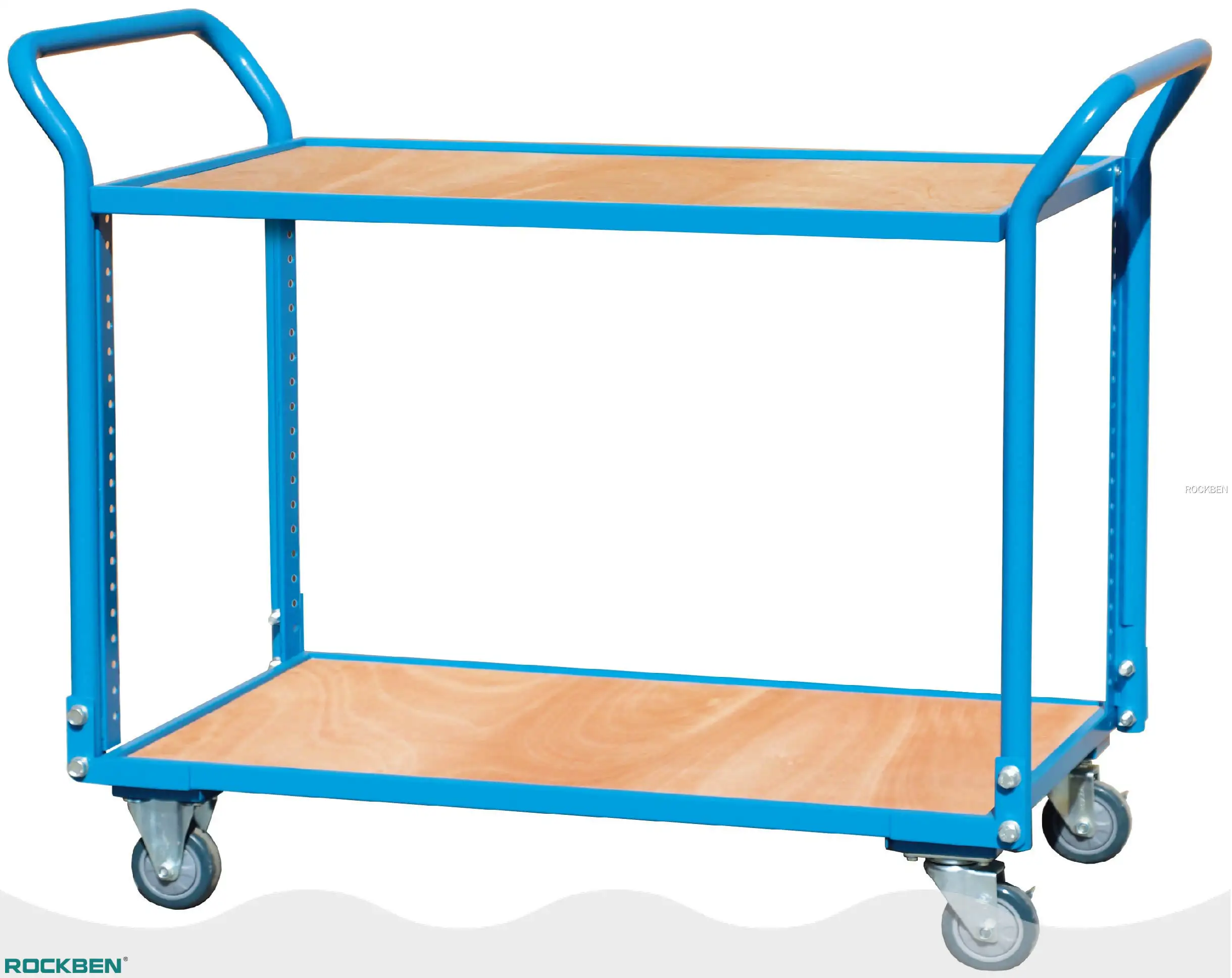 200kg Load Capacity 2-Layer Wood Platform Handcart with 4-Inch Silent Casters 1