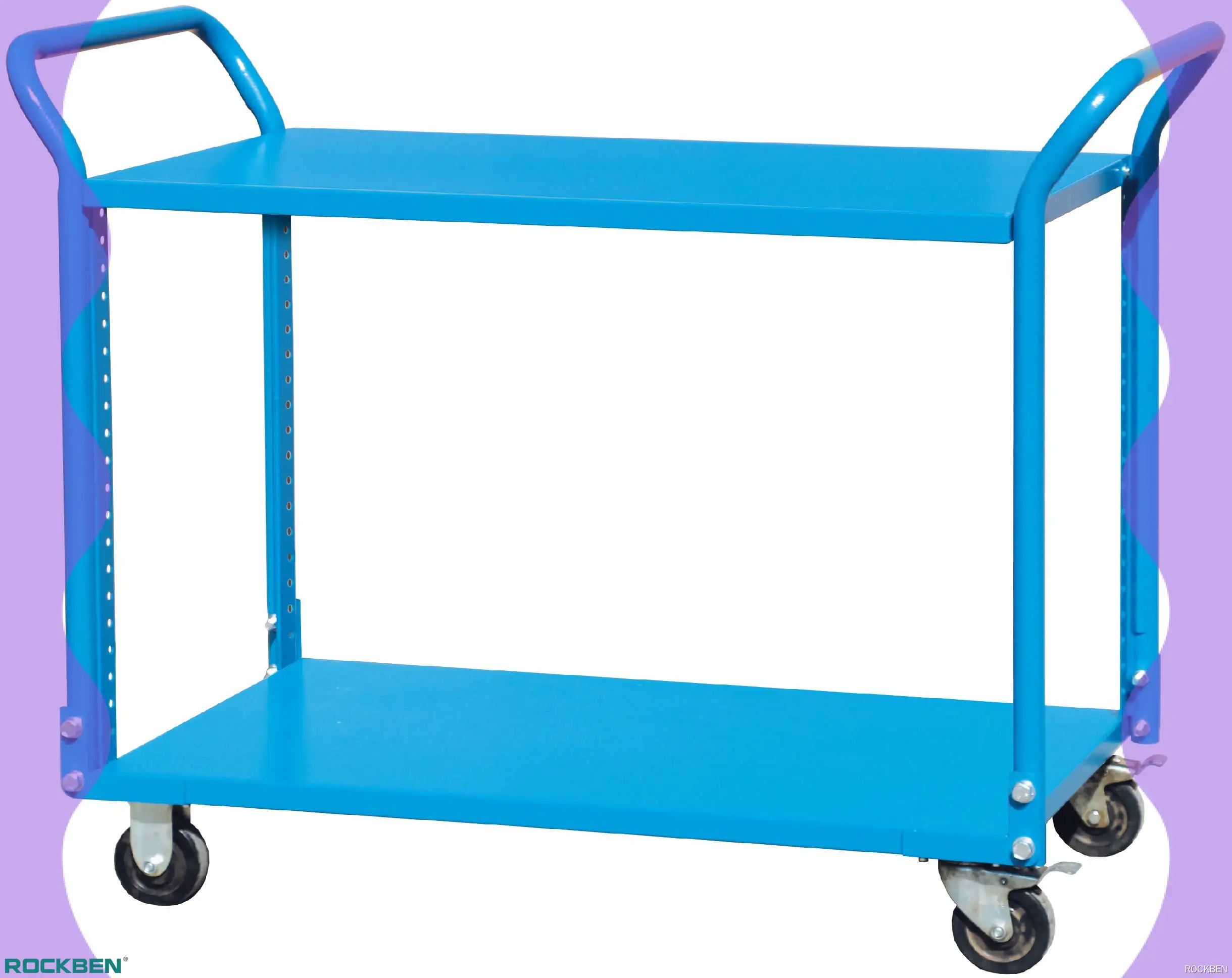 Durable 2-Tier Steel Workshop Trolley on Wheels - 200kg Capacity 1