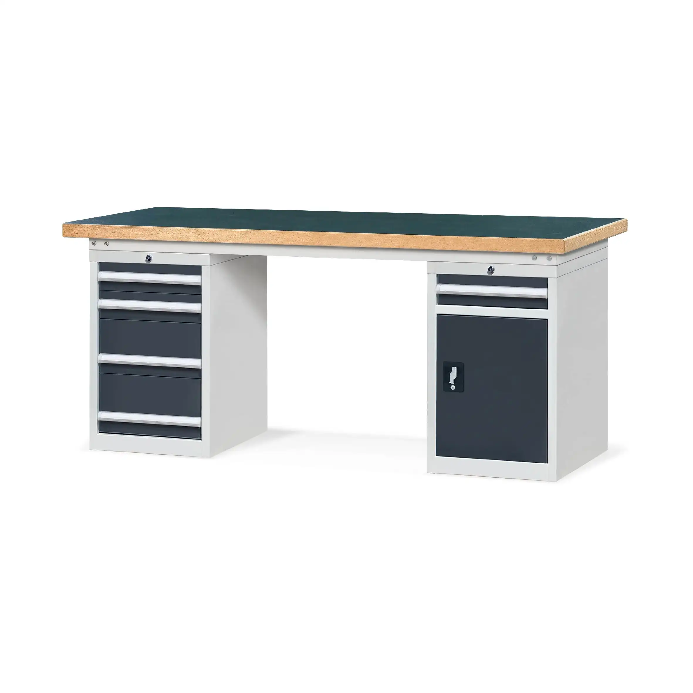 Heavy-duty Workbench with 4-Drawers & 1-Drawer 1-Door Base Cabinet 1