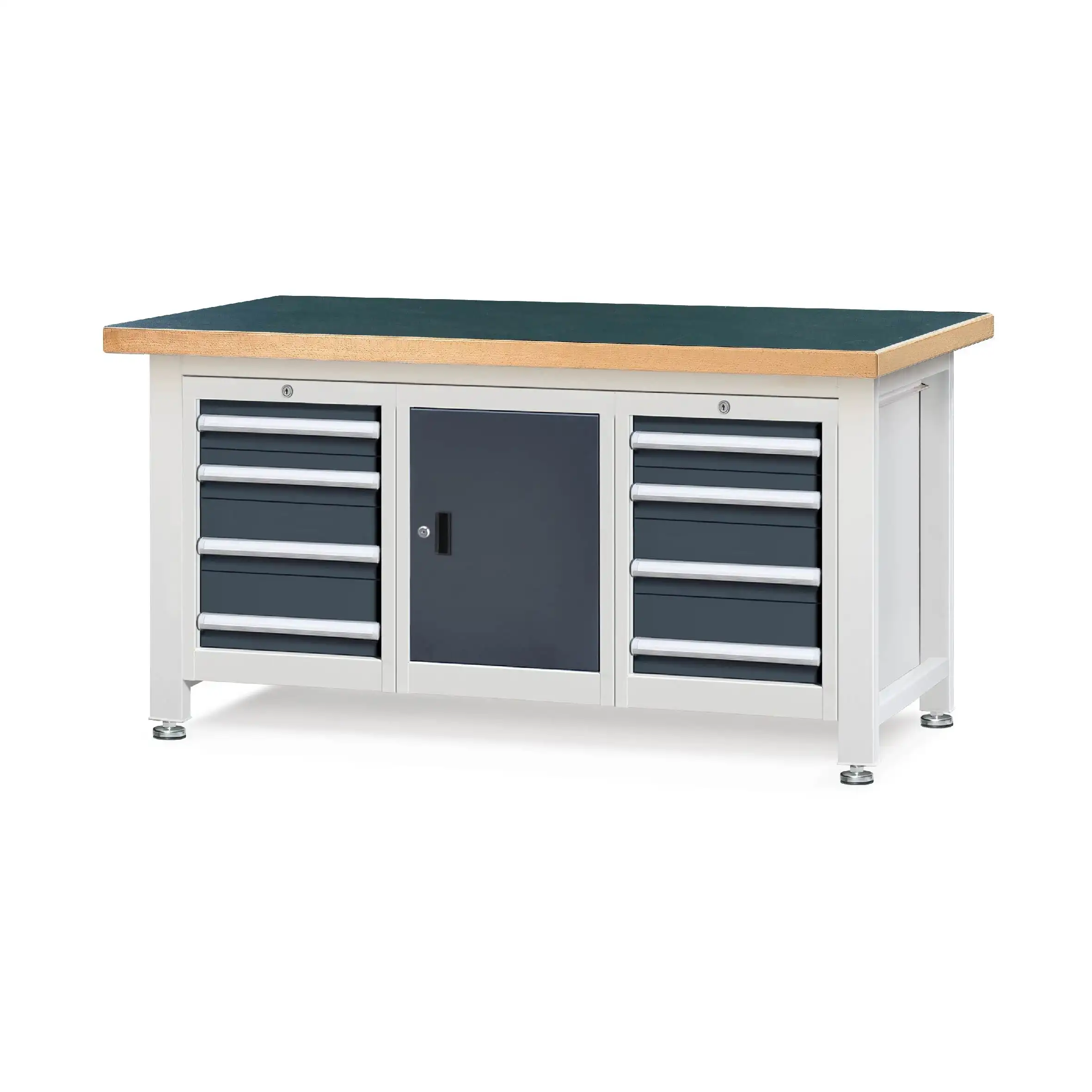 Heavy-duty Workbench with Double 4-Drawers Cabinet + 1-Door Cabinet 1