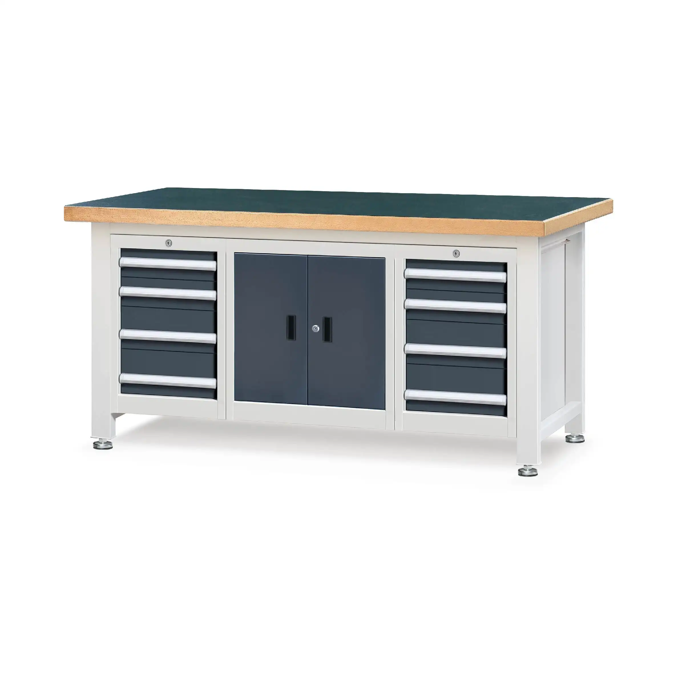 Heavy-duty Workbench with Double 4-Drawers Cabinet + 2-Doors Cabinet 1