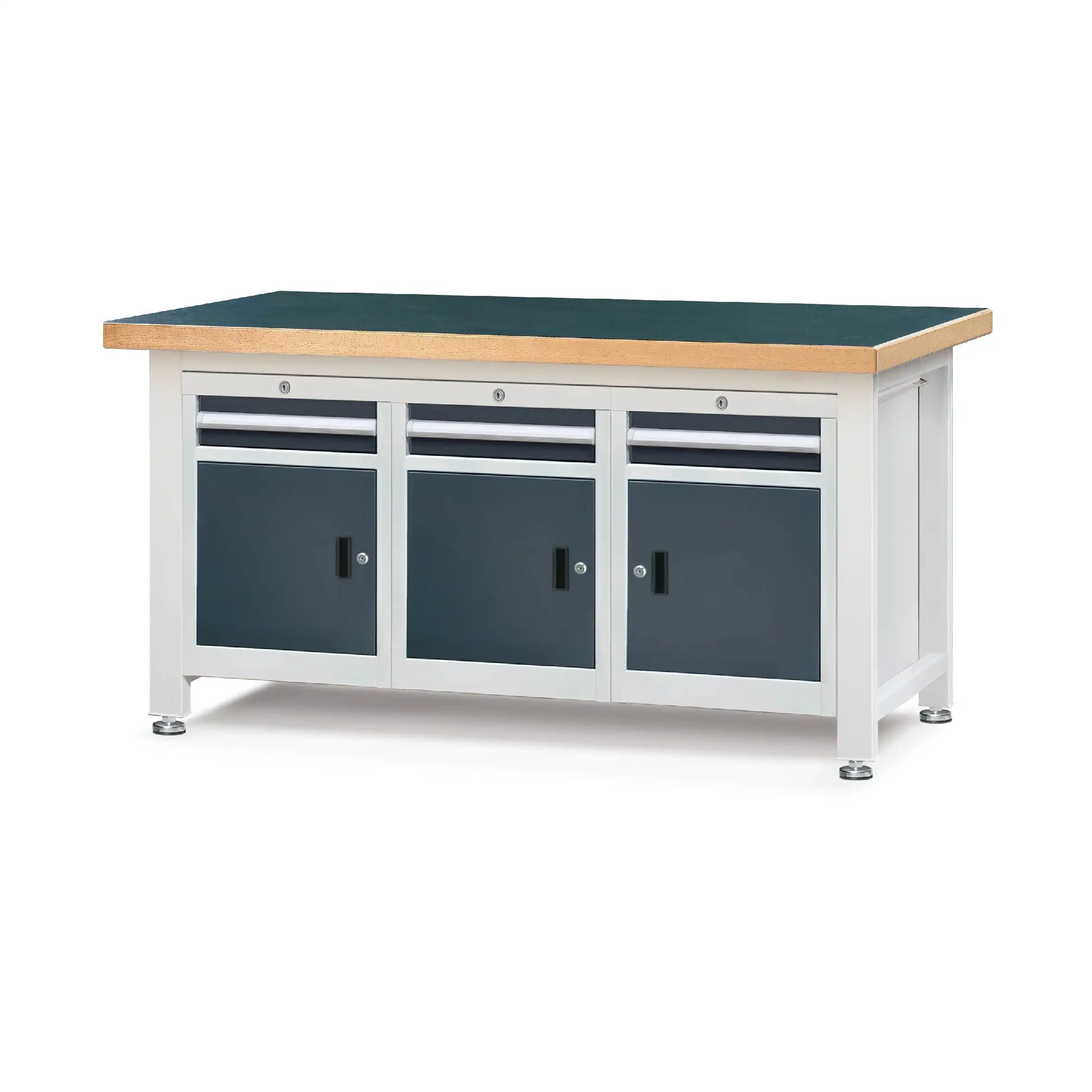 Heavy-duty Workbench with Triple 1-Drawer 1-Door Cabinet 1