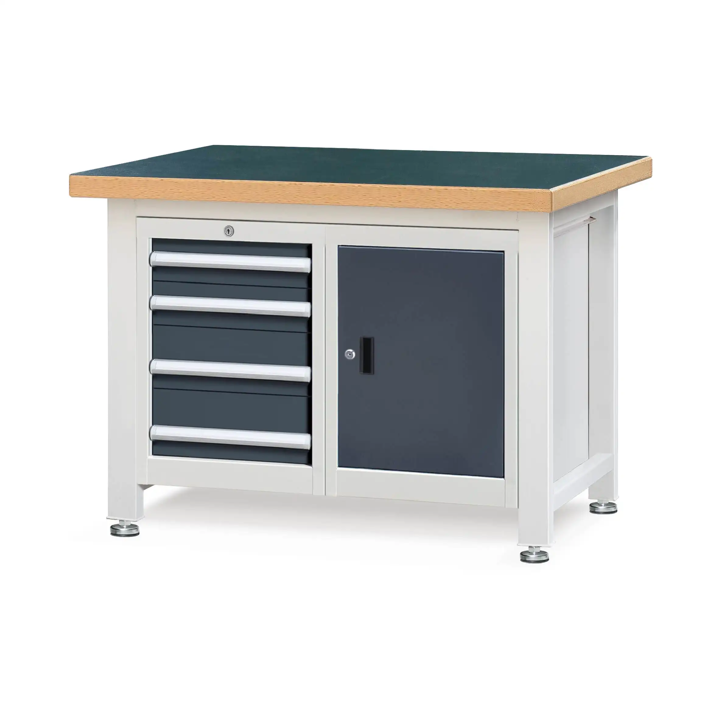 طاولة عمل مضغوطة بالخدمة الشاقة مع خزانة 4-DRAWERS + خزانة أبواب واحدة 1
