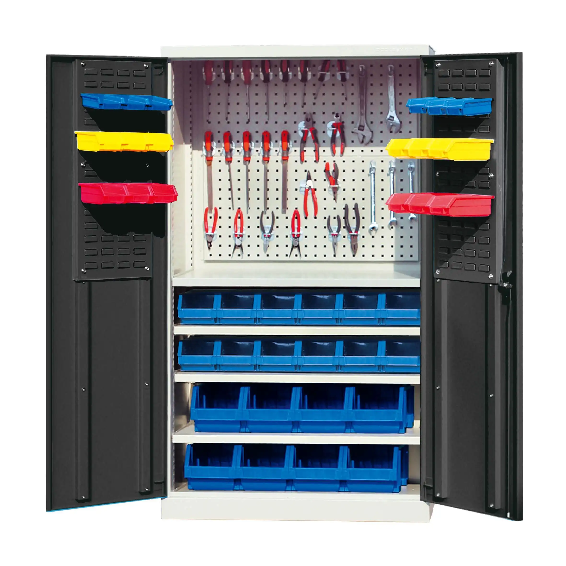 Baraza la mawaziri la kuhifadhi na pegboard ya ndani & mlango wa pegboard 1