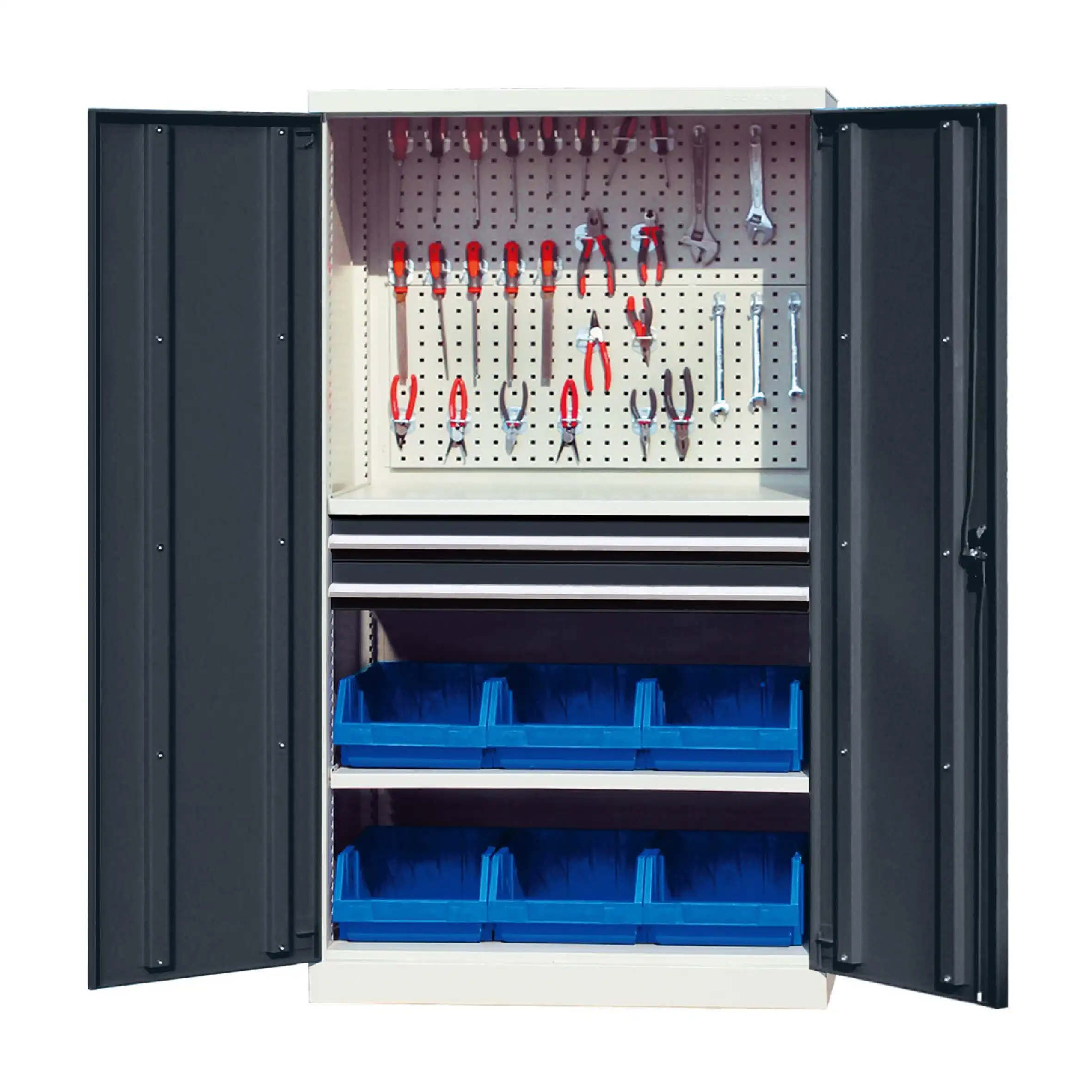 Armadio di stoccaggio con 2 cassetti & PEGBOARD INTERNO 1