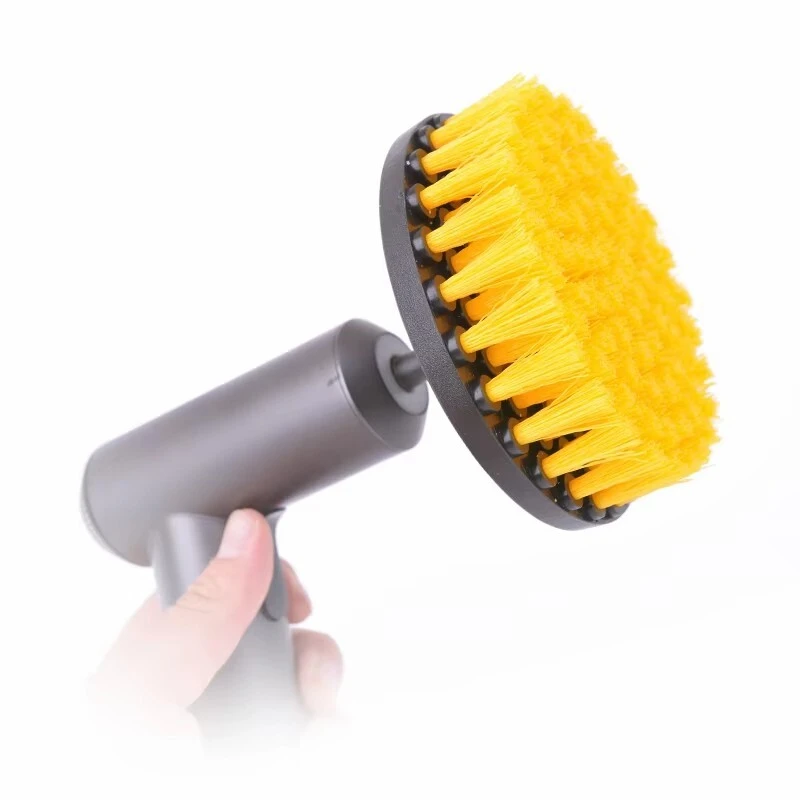 Yellow Drill Powered Carpet Cleaning Brushes for Car Interior Cleaning 1