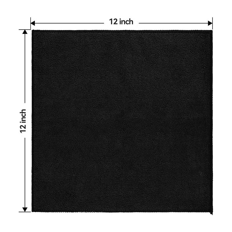 Microfiber Wholesale 12x12 Cleaning Cloth Pack of 12 Car Towel Black 4