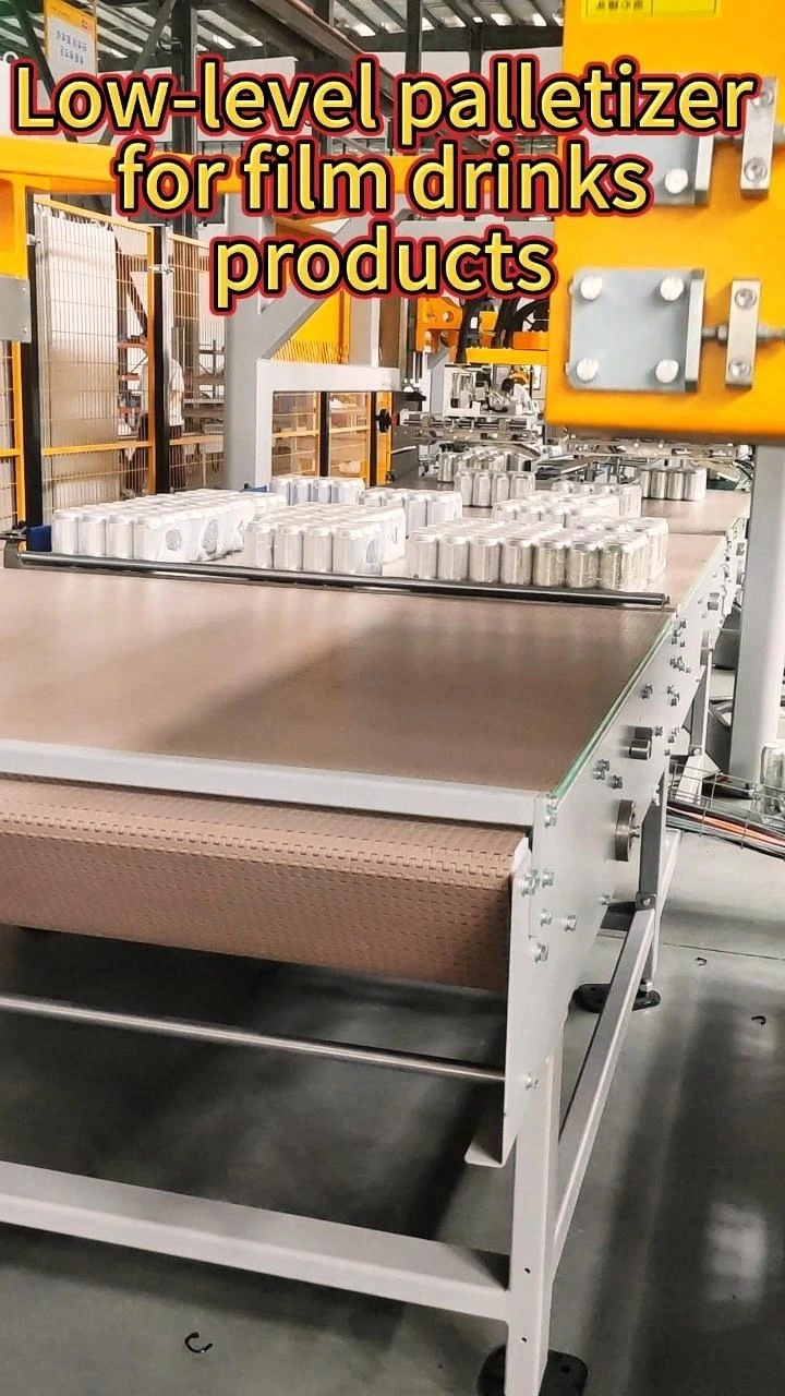 Low-level palletizer for film drinks products 1