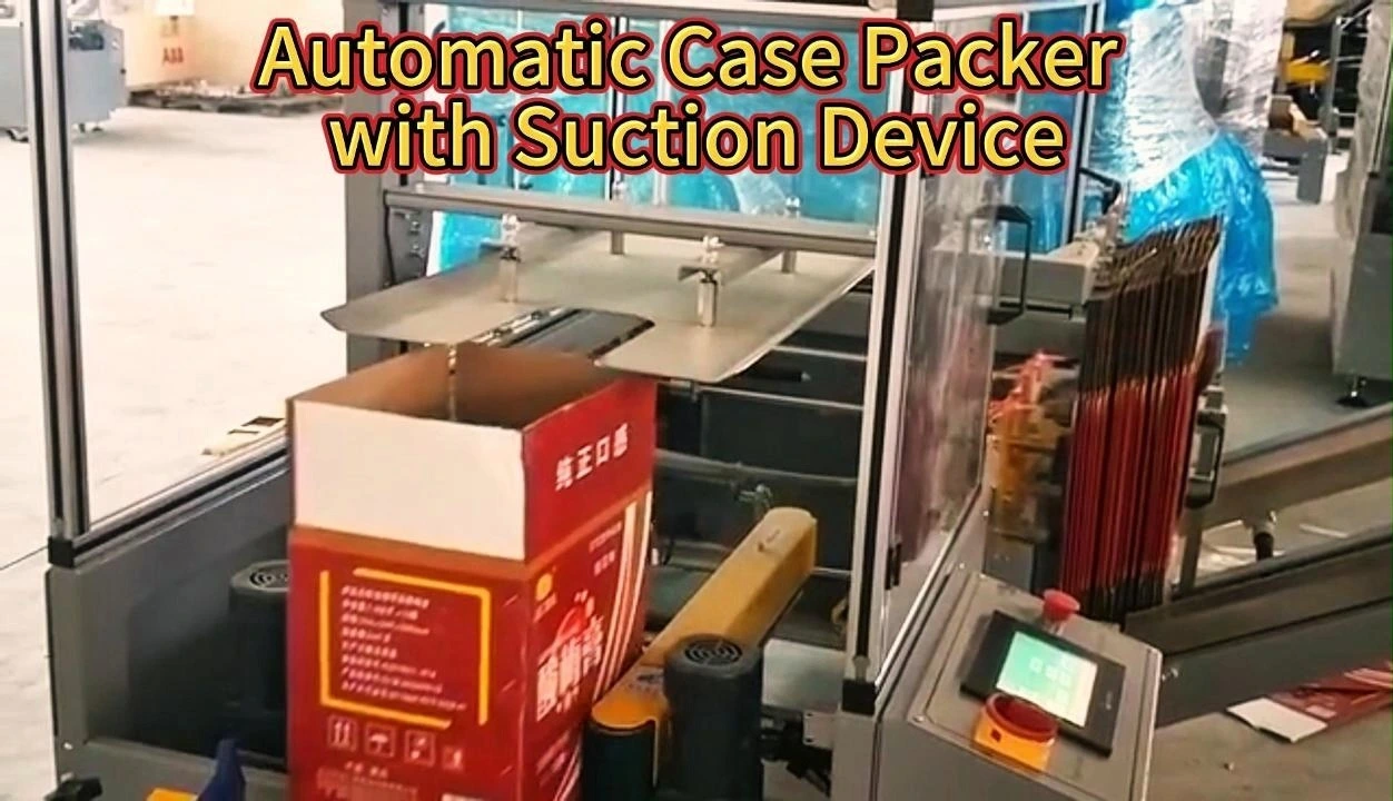 Automatic case packer with suction device 1
