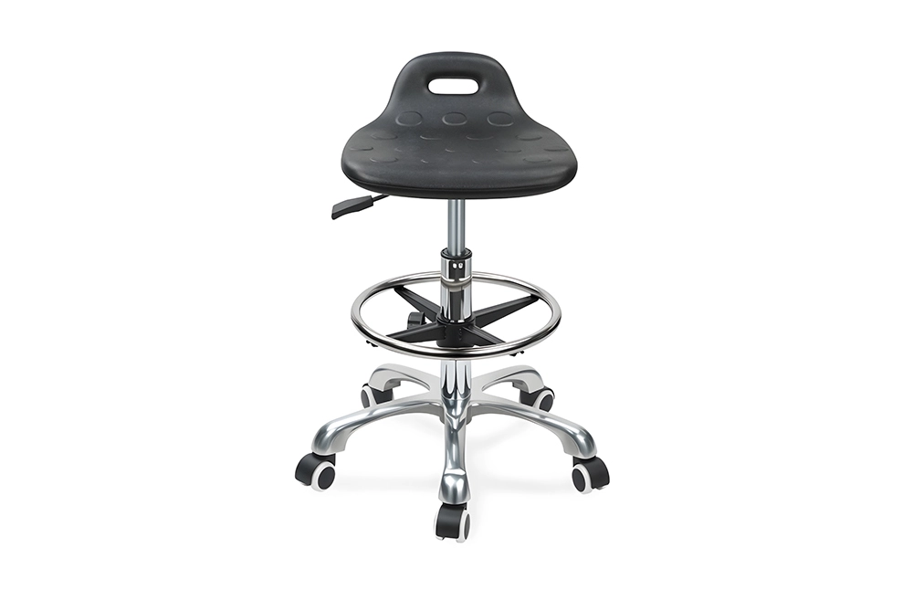 Scaun pivotant reglabil premium cu mâner, Scaun cu spumă intergal & PU PU STOOL DESCHIDE STOLUL DE PUT ALIMENTABIL AI ADJUSTIBILULUI RENELOR & CROM CROM 5 STAR 1