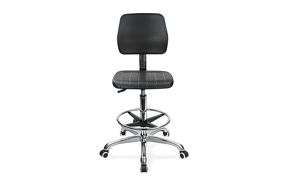 Ergonomic Swivel Chair with Backrest  Intergal Foam Seat & ESD Science Lab Stool Height-Adjustable Foot Ring &Aluminum 5-Star Base for Laboratories & Cleanrooms 1