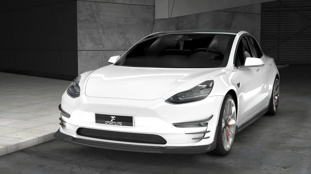 ML-YBX055 Carbon Fiber Front Lip Spoiler for Tesla Model 3 Sedan 4-Door 2017-2019 1
