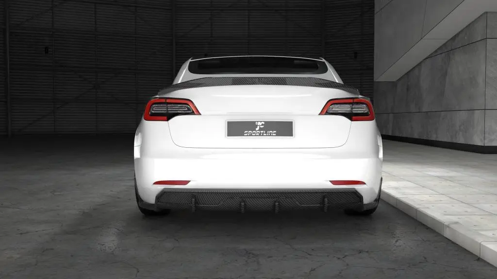 ML-LQ063 Carbon Fiber Rear Bumper Diffuser Lip for Tesla Model 3 Sedan 4-Door 2016-2019 1