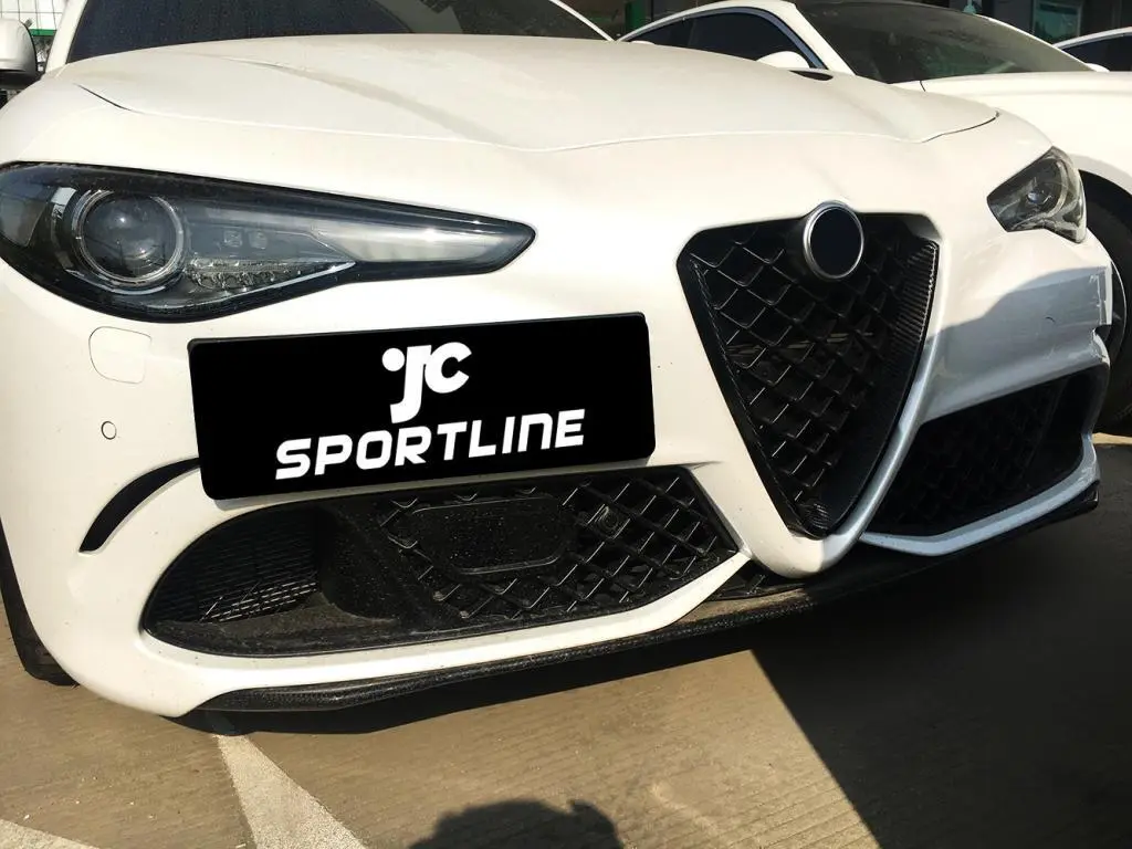 JC-X02 V Shape Carbon Fibre Grill Cover Trim for Alfa Romeo Giulia Quadrifoglio Sport 16-18 1