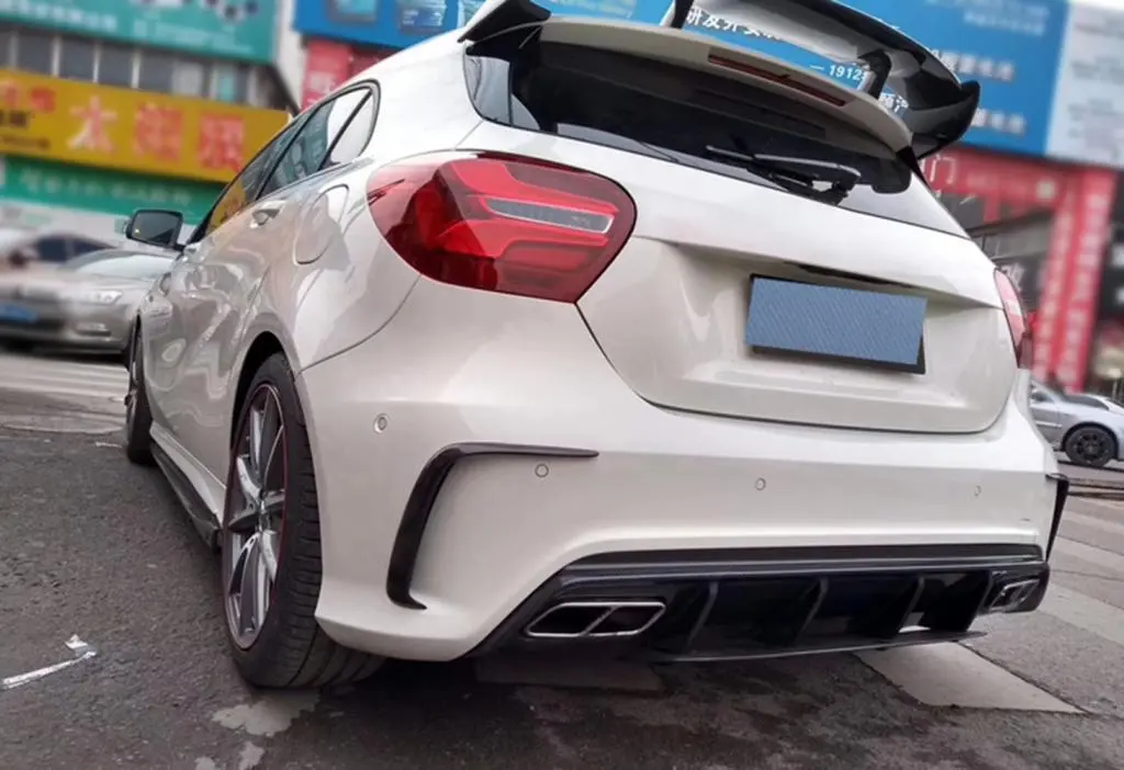 JC-HLY027 Rear Bumper Air Vent Trim Dam Fender Cover Canards For Mercedes-Benz A Class W176 A180 A200 A250 Sport A45 AMG Carbon Fiber 1