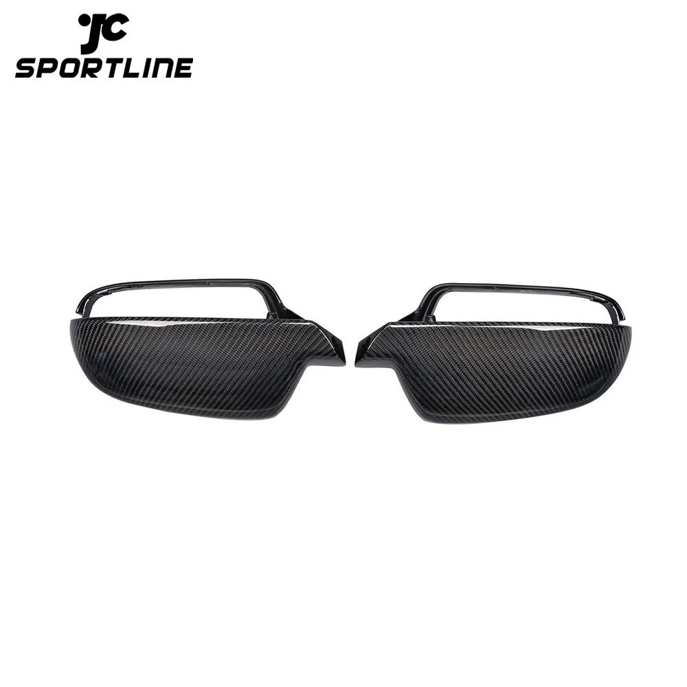 JC-XP1259 Carbon Fiber Replacement Style Car Side Mirror Covers Trim for Audi A4 B9 2013 - 2015 A5 2010 - 2015 Without Side Assist holes 1