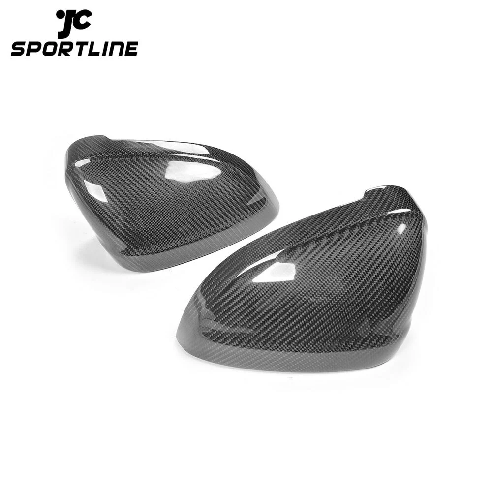 JC-BY026 Carbon Fiber Rear view Mirrors Caps Covers Replacement Style for AUDI A4 B9 2017 without side lane assist hole Car Styling 1