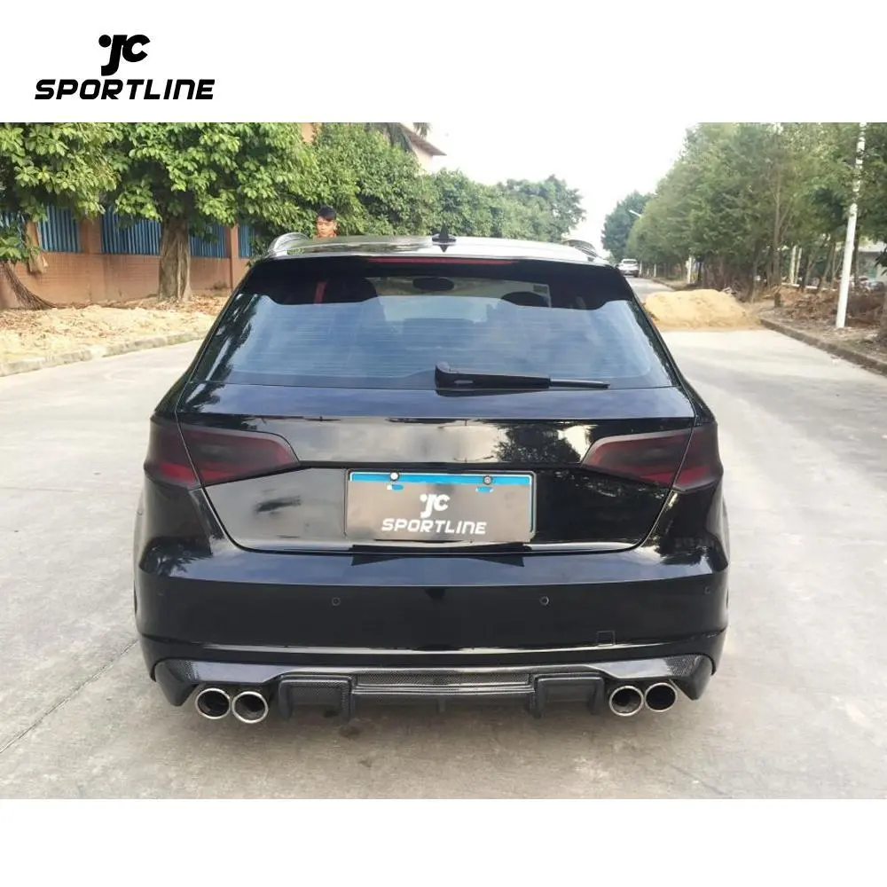 JC-WSM063 Carbon Fiber Rear Bumper Diffuser Fit for Audi A3 S Line Hatchback 2014-2015 1