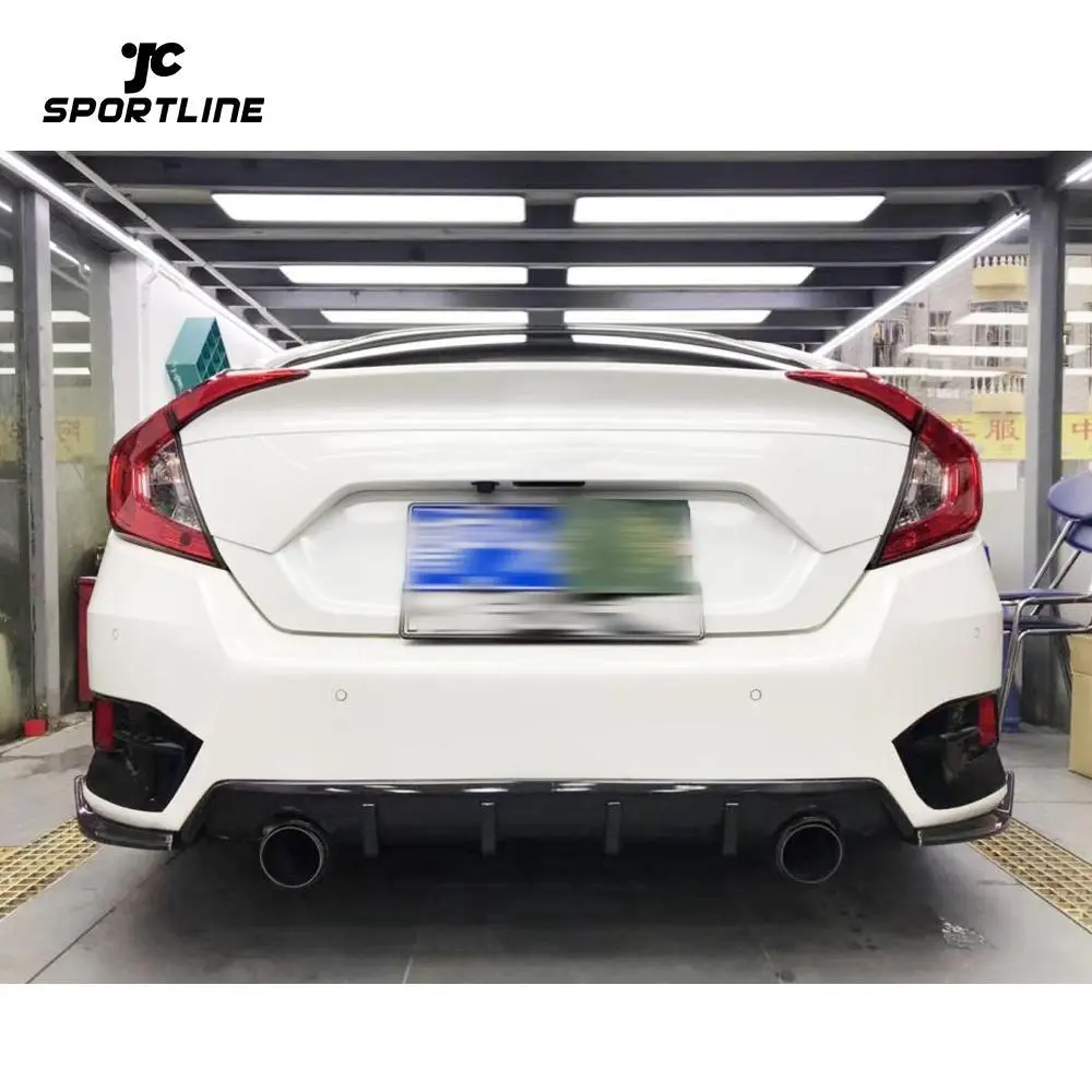 JC-WSM372 Carbon Fiber Rear Bumper Splitter Body Kit Fins Fit For Honda Civic Sedan 2016-2020 1