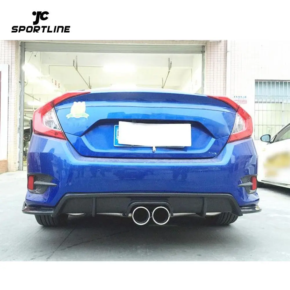 JC-WSM375 Car Carbon Fiber Rear Diffuser Lip Spoiler for Honda Civic X 10th 2016-2018 1