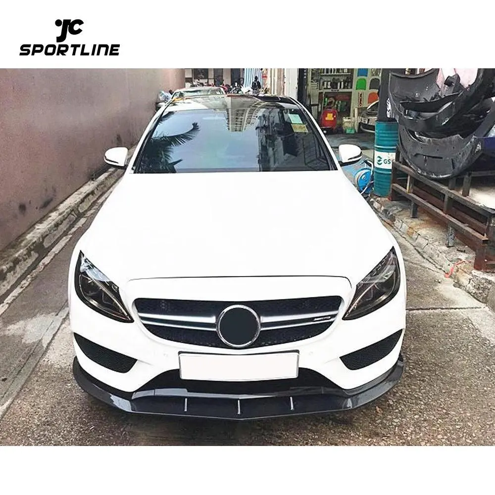 JC-WSM396 Carbon Fiber Front Bumper Lip Spoiler Guard for Mercedes-Benz C Class W205 Standard Sedan 2015 - 2019 1