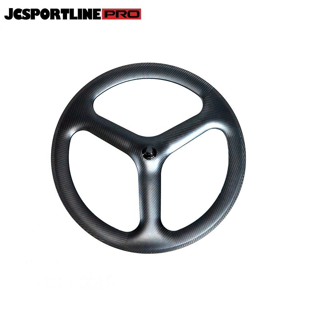 JC-DW3-TR  Carbon 700C Tri Spoke Front Wheel Road/Track Bike Wheel Customized 3 Spoke tubeless ready Rim 1