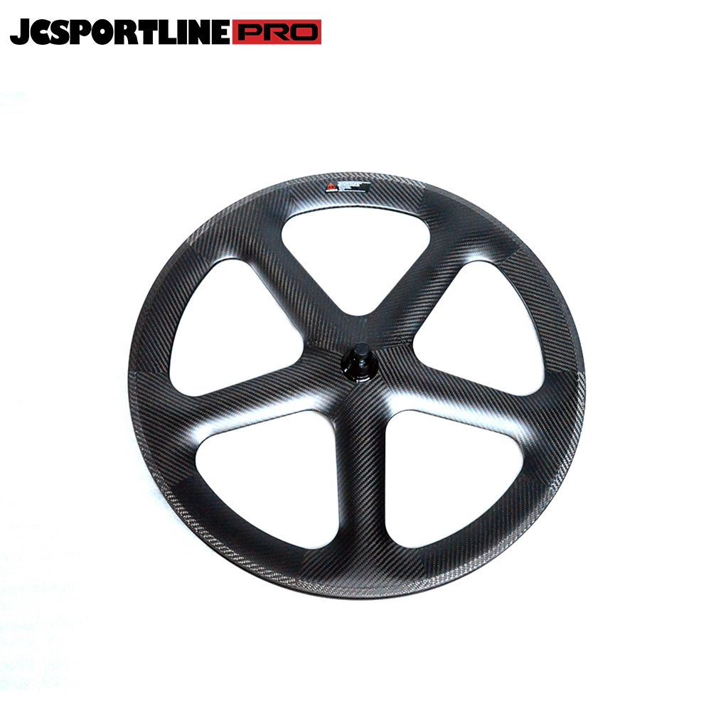 JC-DW5-TR  Carbon 700c 5 Spoke Rim Front Bicycle Wheel Clincher Type 55mm Depth 25mm Width Track Bike tubeless ready Rim 1