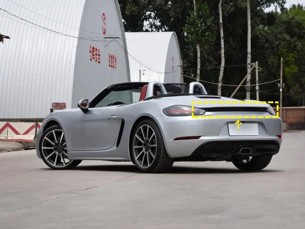 ML-YBX123  For Porsche 718 Boxster Convertible 16-21 Dry Carbon Fiber Rear Trunk Spoiler Boot Wing Lip 1